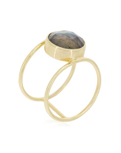 Bague Nicole Labradorite en laiton doré