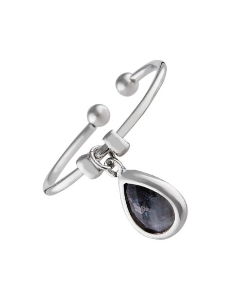 Bague ajustable Louise Labradorite en laiton argenté