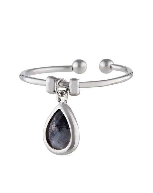 Bague ajustable Louise Labradorite en laiton argenté