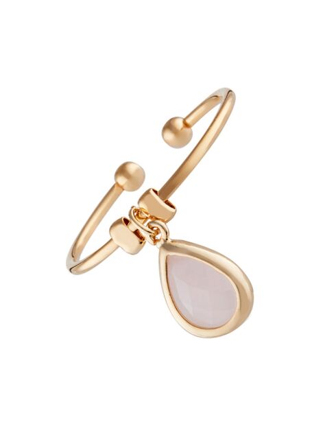 Anillo ajustable Louise Quartz en latón dorado