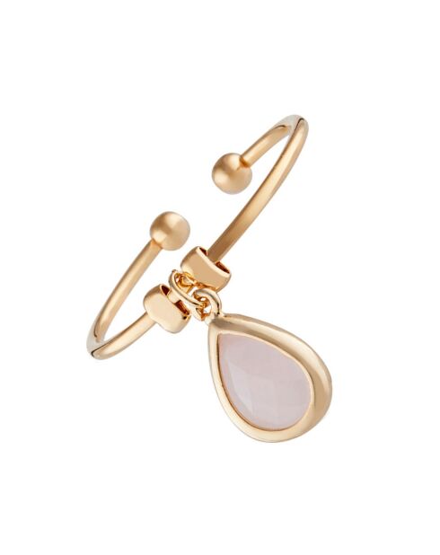 Bague ajustable Louise Quartz en laiton doré