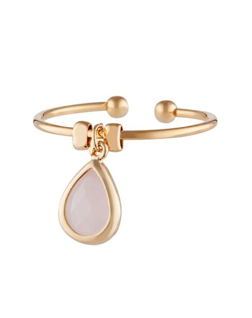 Bague ajustable Louise Quartz en laiton doré