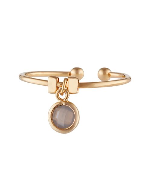 Bague ajustable Norah Agate en laiton doré