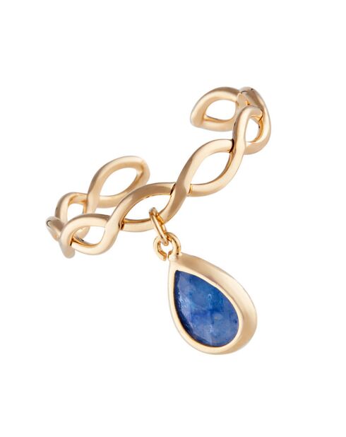 Bague ajustable  Athéna Aventurine en laiton doré