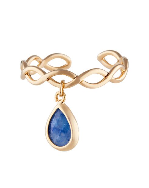 Bague ajustable  Athéna Aventurine en laiton doré