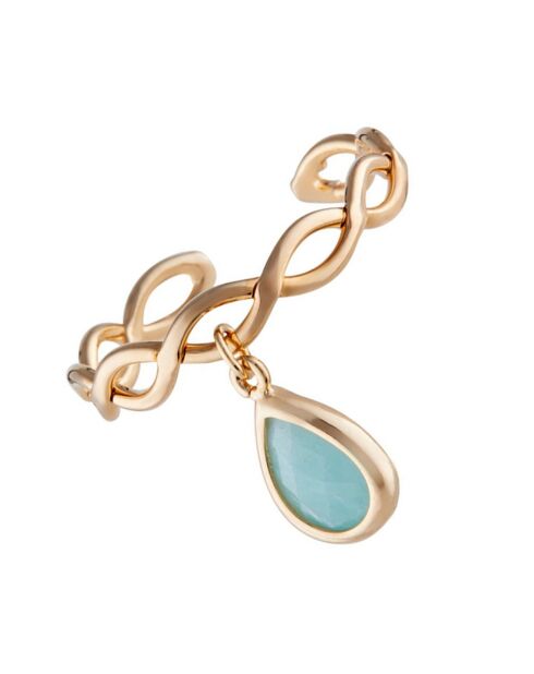 Bague ajustable Athéna Amazonite en laiton doré