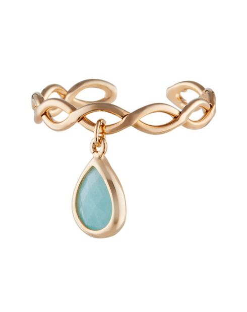 Bague ajustable Athéna Amazonite en laiton doré