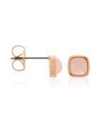 Boucles d'oreilles Lina Quartz rose en laiton doré