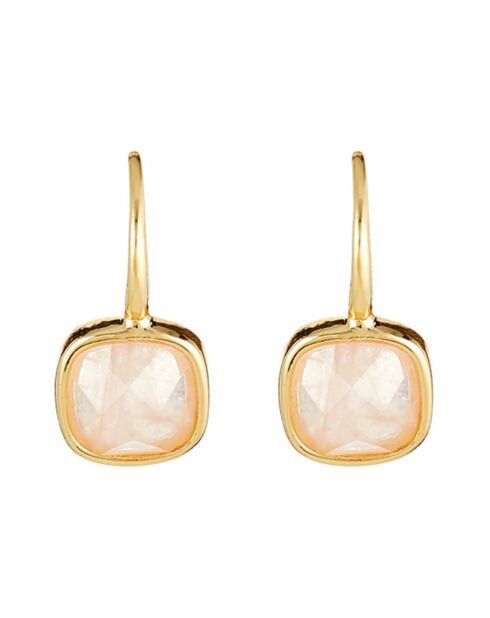 Boucles d'oreilles Ella Quartz rose en laiton doré