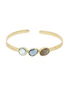 Bracelet Pénélope Labradorite & verre facetté en laiton doré