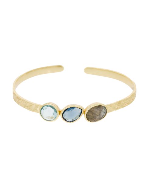 Bracelet Pénélope Labradorite & verre facetté en laiton doré