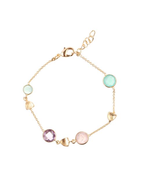 Bracelet Augustine Quartz, Aqua Calci & Améthyste en laiton doré