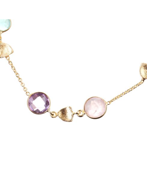 Bracelet Augustine Quartz, Aqua Calci & Améthyste en laiton doré