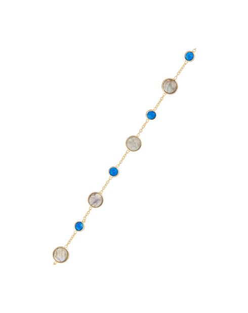 Bracelet Neela Labradorite & Jade en laiton doré