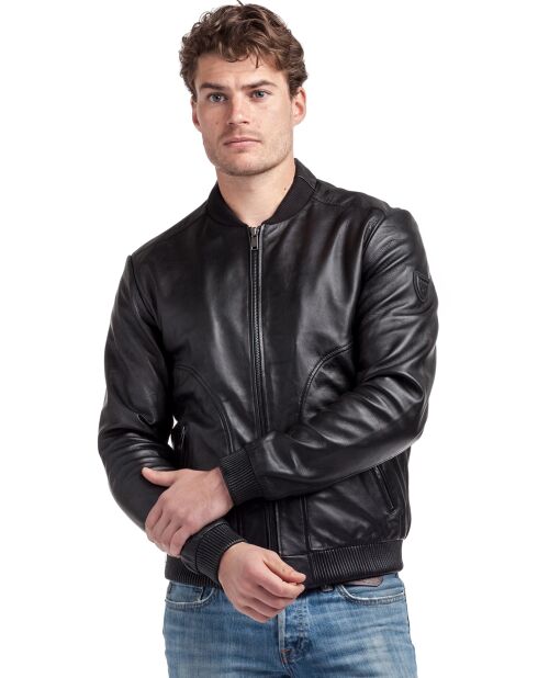 Veste en Cuir d'Agneau Jeffrey noire