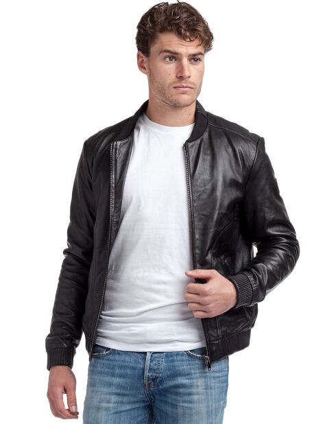 Veste en Cuir d'Agneau Jeffrey noire