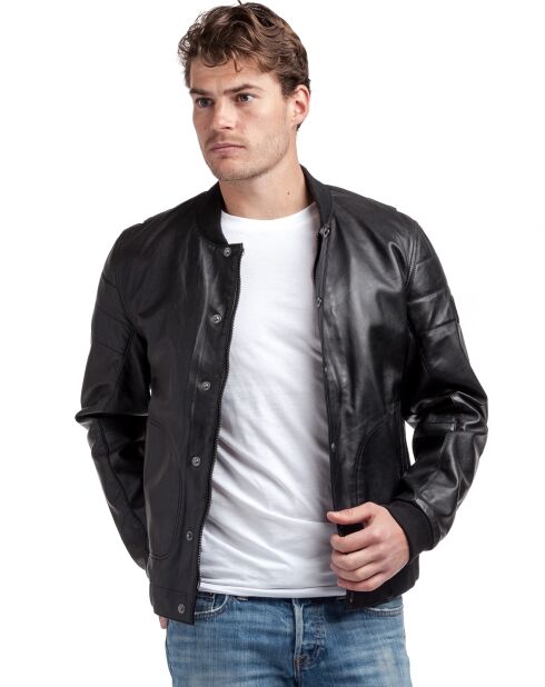 Giacca Michal in pelle di agnello nera