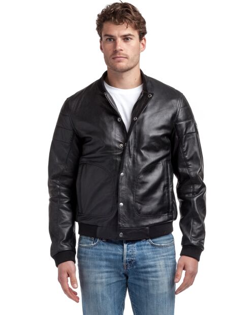 Giacca Michal in pelle di agnello nera