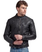 Veste en Cuir d'Agneau Thierry noire
