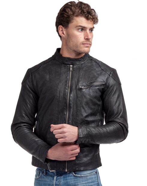 Veste en Cuir d'Agneau Thierry noire