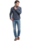 Veste en Cuir d'Agneau Omer bleue