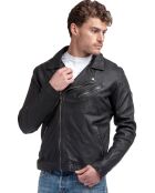 Veste en Cuir d'Agneau Silas noire