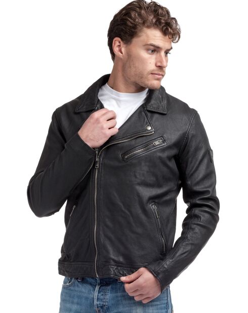 Veste en Cuir d'Agneau Silas noire