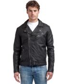 Veste en Cuir d'Agneau Silas noire