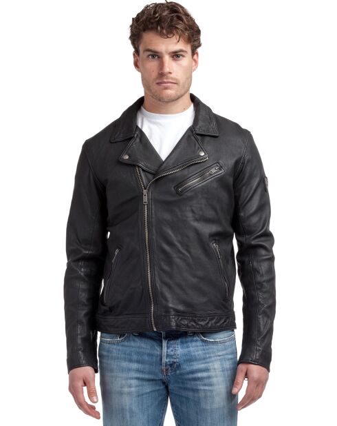 Veste en Cuir d'Agneau Silas noire