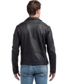 Veste en Cuir d'Agneau Silas noire