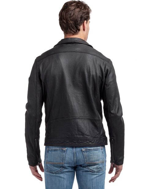 Veste en Cuir d'Agneau Silas noire