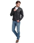 Veste en Cuir d'Agneau Silas noire