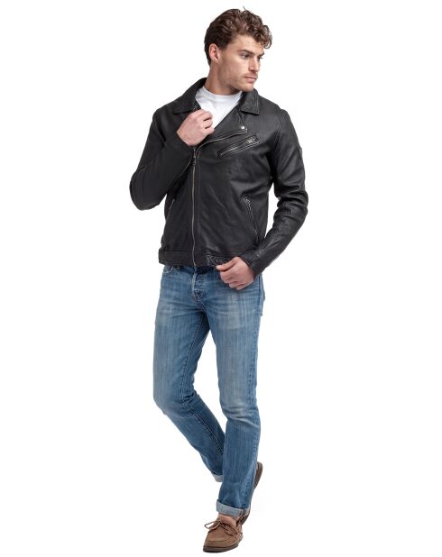 Veste en Cuir d'Agneau Silas noire