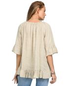 Top 100% Lin Debs brodé beige