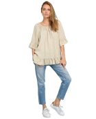 Top 100% Lin Debs brodé beige