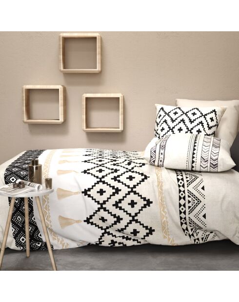 Parure housse de couette Bohème beige/noir/blanc