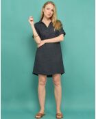 Robe courte 100% Lin  Augustine unie bleu marine