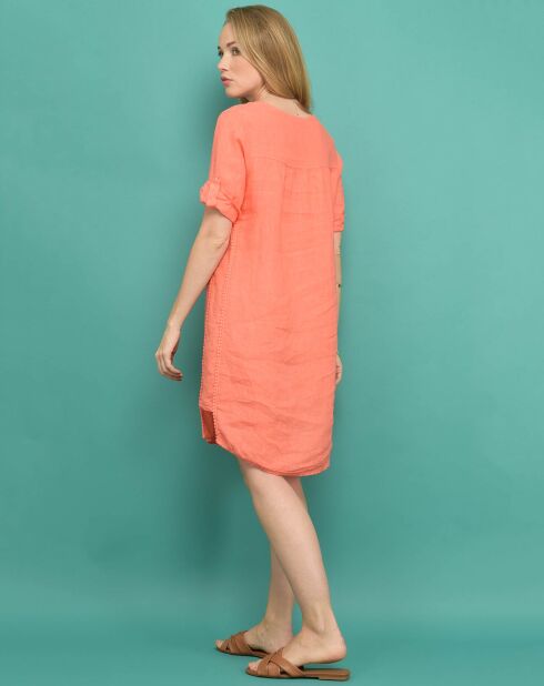Robe courte 100% Lin Maeve orange