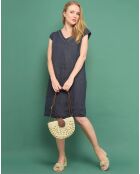 Robe courte 100% Lin Hera bleu marine