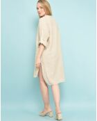 Robe courte asymétrique 100% Lin Molly beige