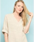 Robe courte asymétrique 100% Lin Molly beige