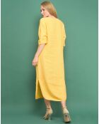 Robe longue 100% Lin  Aventurine unie jaune