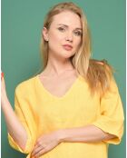 Robe longue 100% Lin  Aventurine unie jaune