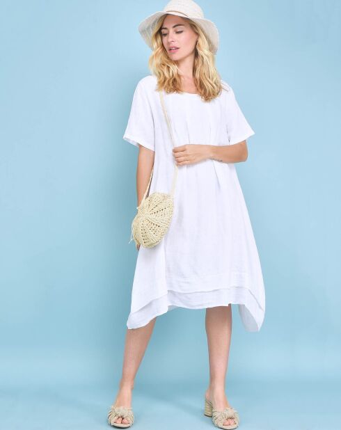 Robe midi évasée 100% Lin Edwige blanche