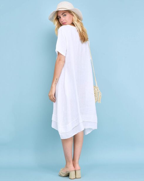 Robe midi évasée 100% Lin Edwige blanche