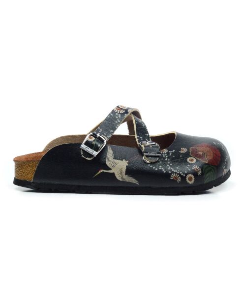 Mules Auréa noir/multicolore