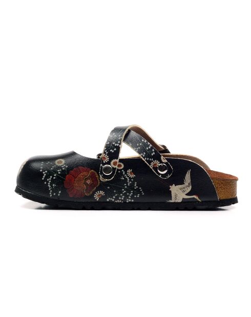 Mules Auréa noir/multicolore