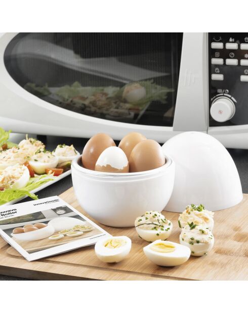 Cuiseur oeufs pour micro-ondes avec livre de recettes Boilegg blanc