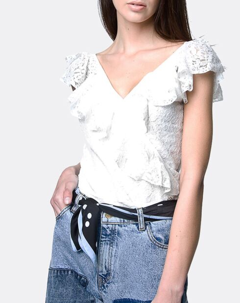 Top macramé blanc
