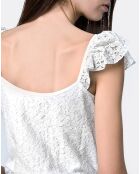 Top macramé blanc
